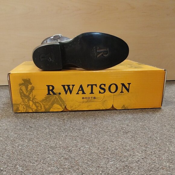 R. Watson Men's Black Cherry Brush Off Round Toe Cowboy Boot - Picture 3 of 3